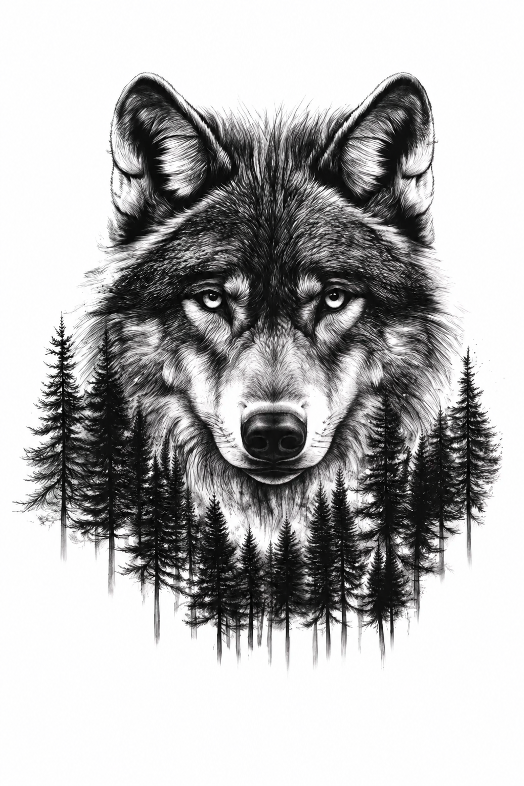 Lobo en el bosque - tatuaje semipermanente Premium AJ Novedades