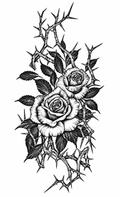 Dos Rosas y espinas - tatuaje semipermanente AJ Novedades