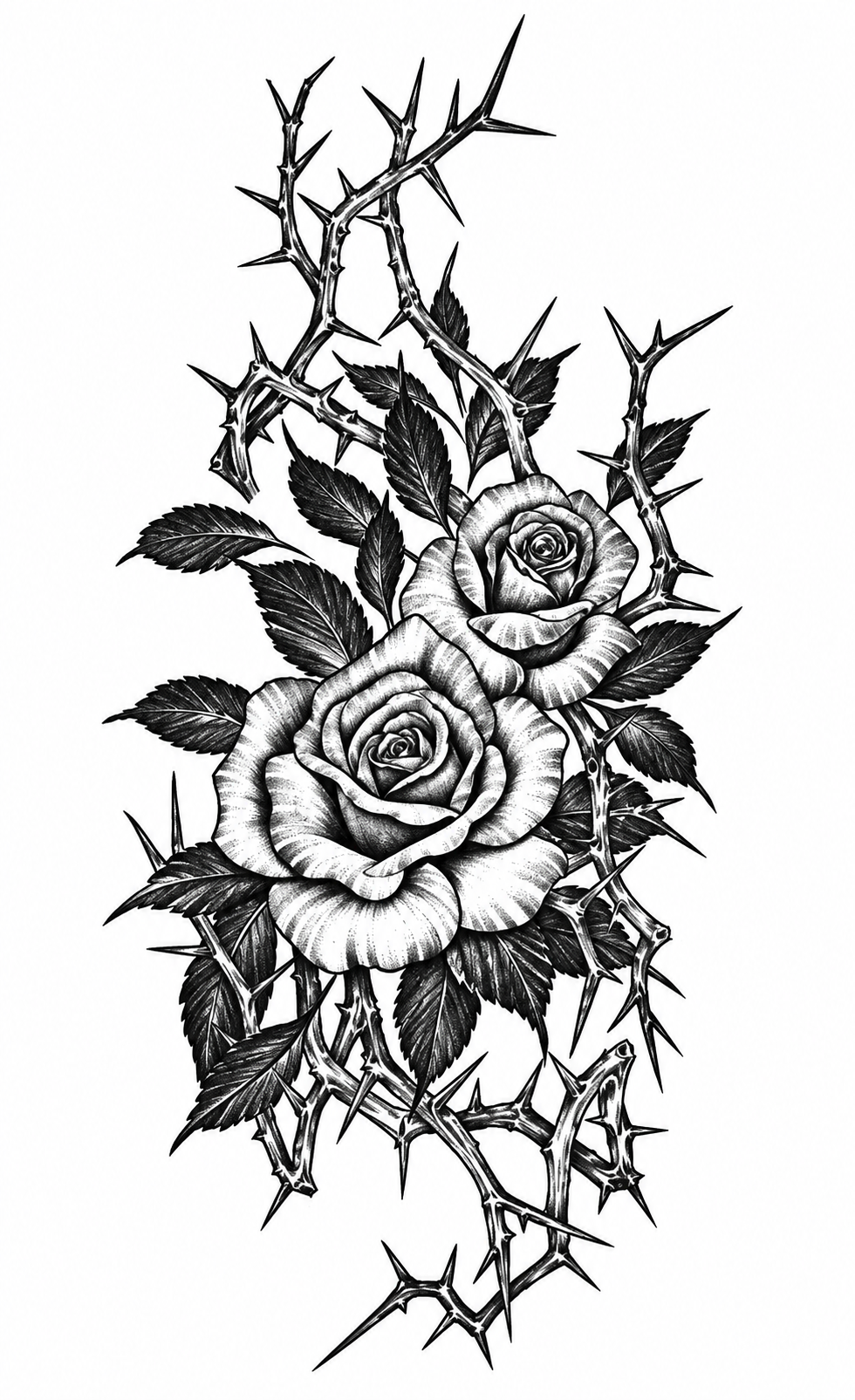 Dos Rosas y espinas - tatuaje semipermanente AJ Novedades