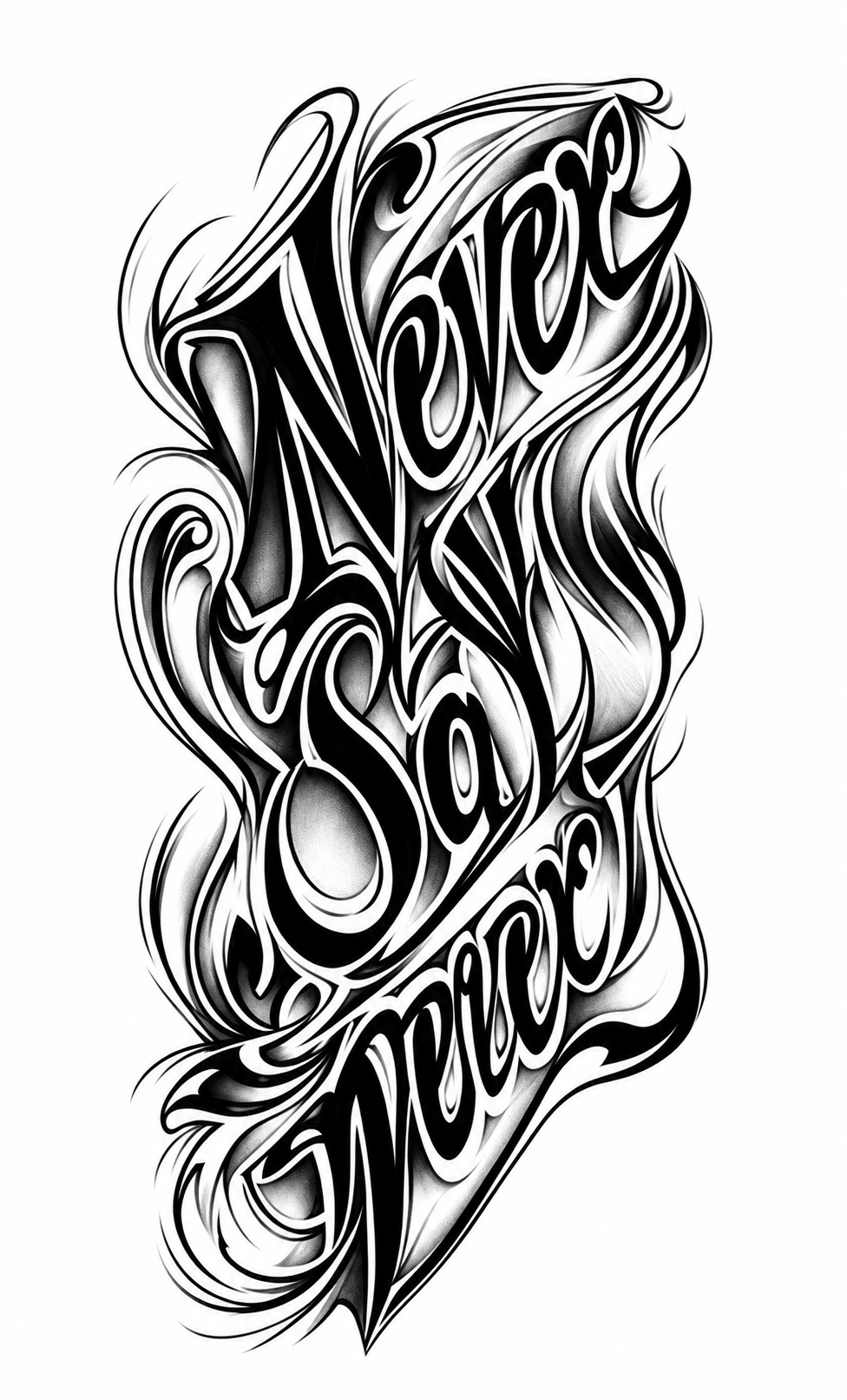 Never Say Never - tatuaje semipermanente de frase