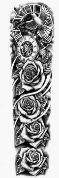 Paloma y 3 Rosas - brazo completo semipermanente Premium AJ Novedades