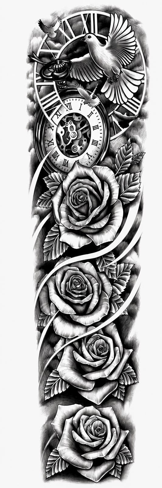Paloma y 3 Rosas - brazo completo semipermanente Premium AJ Novedades
