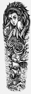 India y rosas - tatuaje semipermanente brazo completo