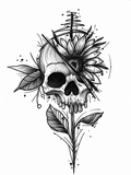 Cráneo/Flor - tatuaje semipermanente Línea Clásica AJ Novedades