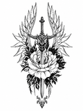 Espada con Alas - tatuaje semipermanente Línea Clásica AJ Novedades
