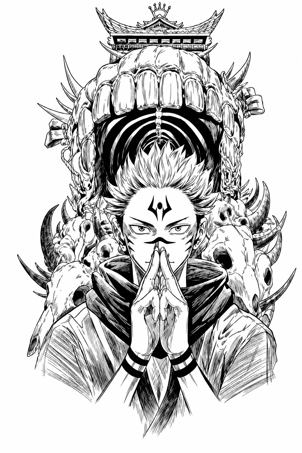 Sukuna Templo - tatuaje semipermanente Anime AJ Novedades