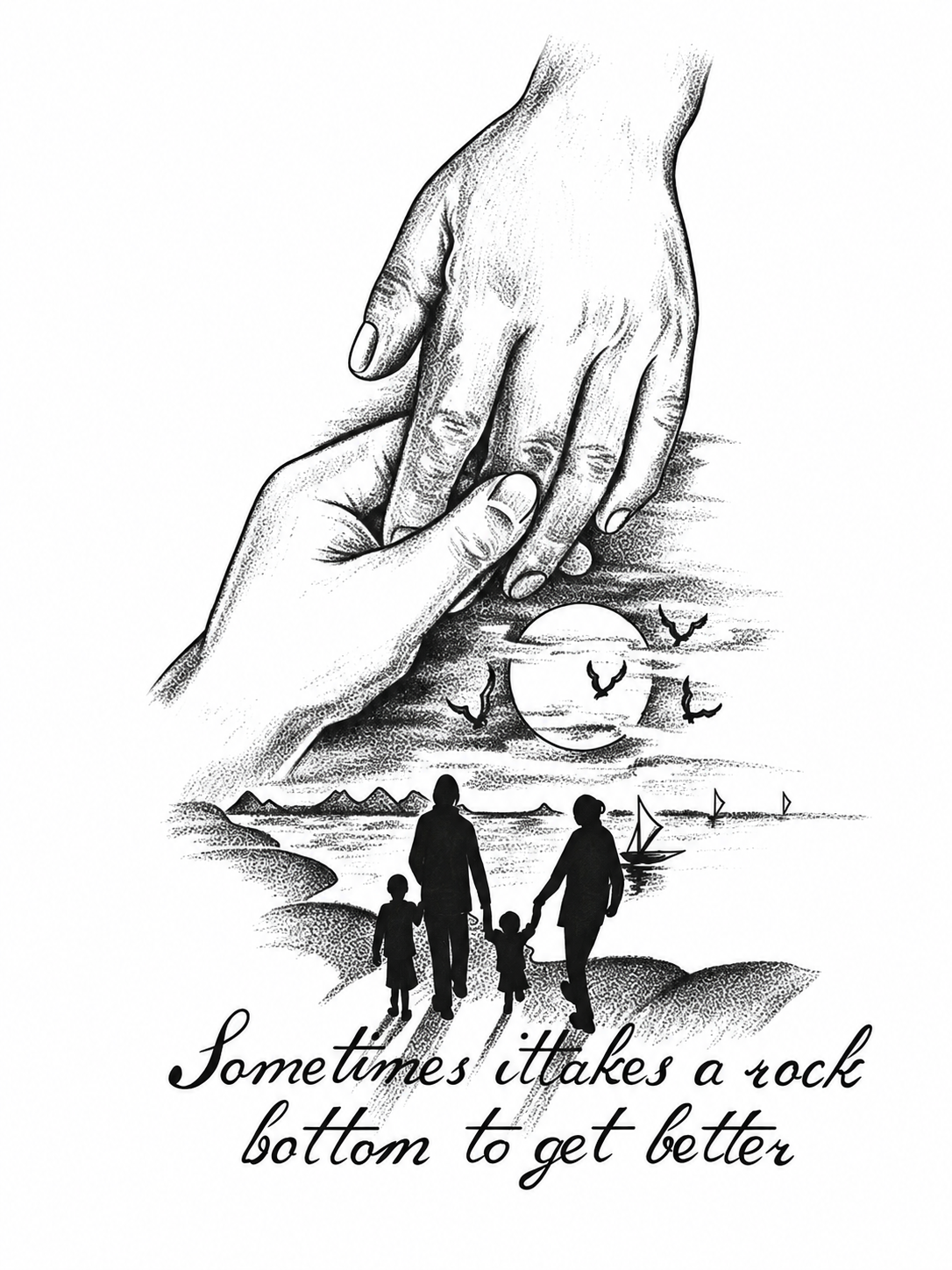 Familia y Mano - tatuaje semipermanente Línea Clásica AJ Novedades
