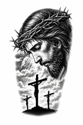 Jesús y Tres cruces - tatuaje semipermanente Premium AJ Novedades