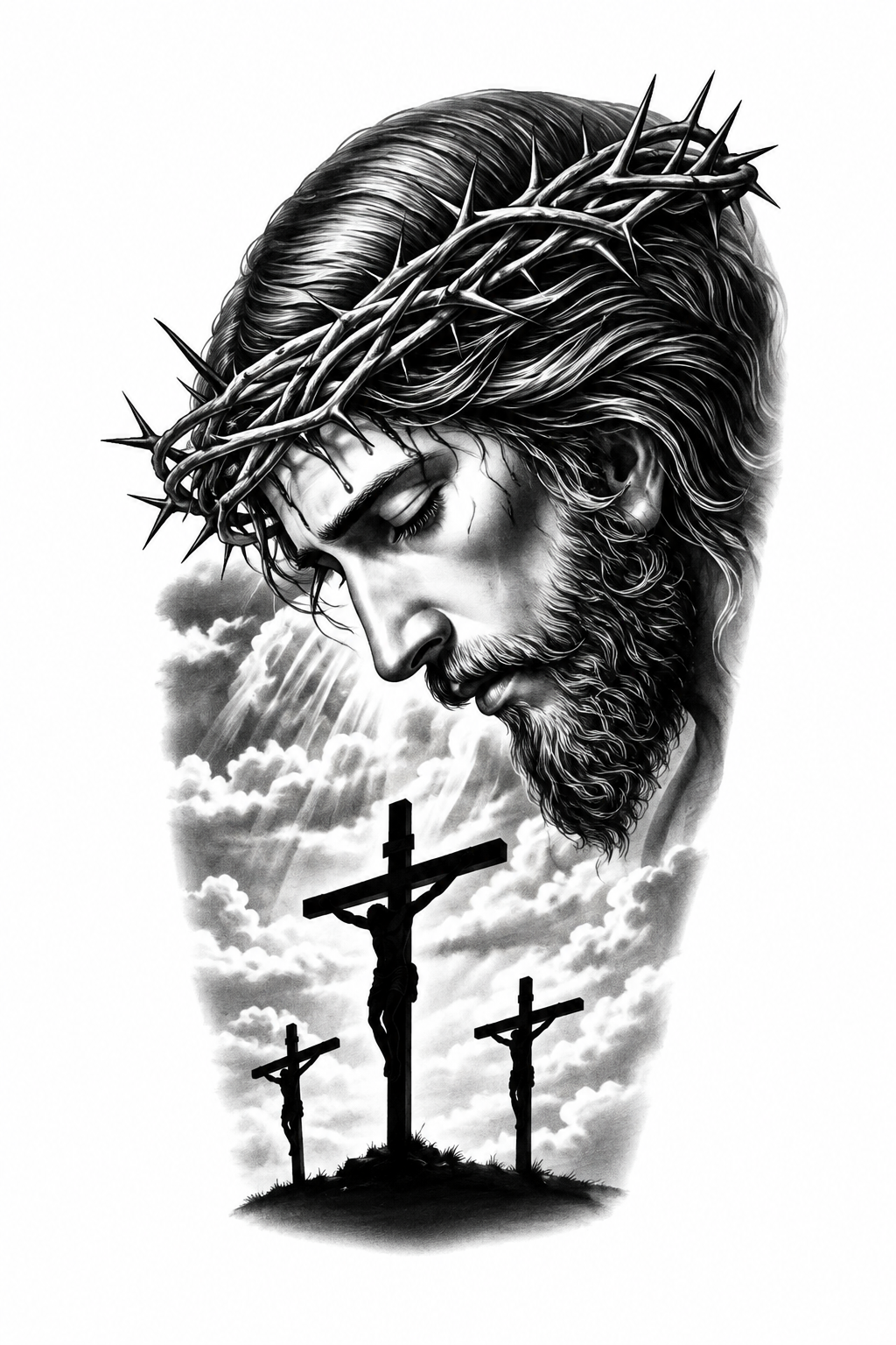 Jesús y Tres cruces - tatuaje semipermanente Premium AJ Novedades