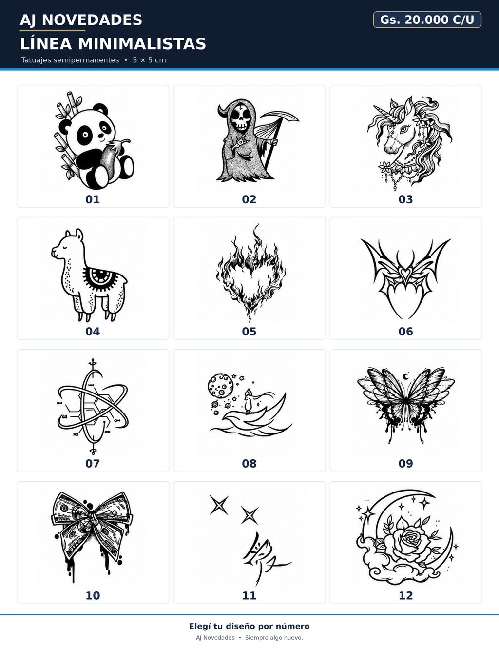 Catálogo tatuajes minimalistas AJ Novedades - hoja 8