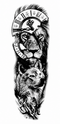 León y 3 Lobos - brazo completo semipermanente Premium AJ Novedades