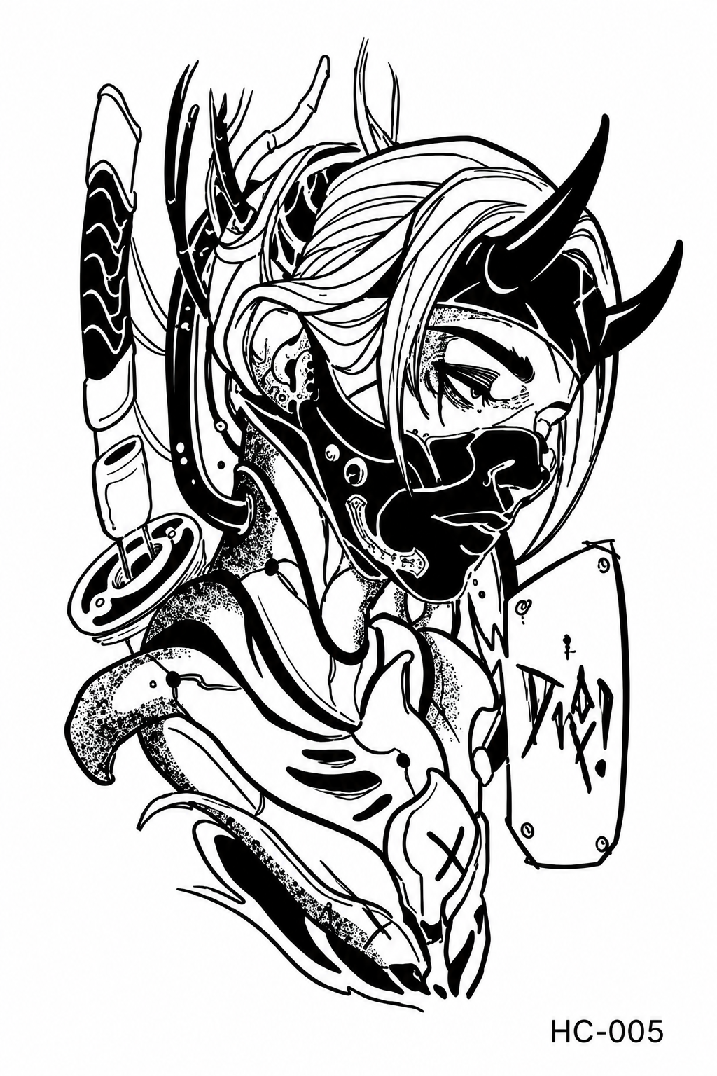 Oni Cyberpunk - tatuaje semipermanente Anime AJ Novedades