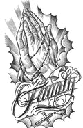 Family, Mano y Rosario - tatuaje semipermanente Línea Clásica AJ Novedades