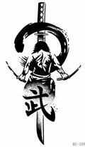 Samurai y espada - tatuaje semipermanente Línea Clásica AJ Novedades