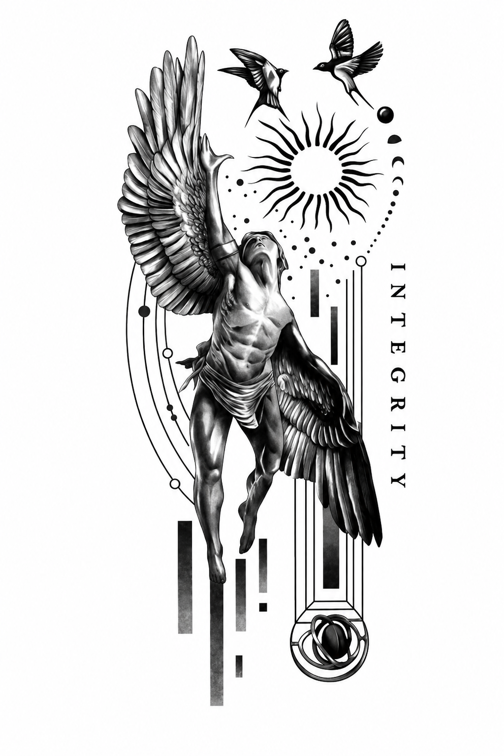 Icarus sol - tatuaje semipermanente Premium AJ Novedades
