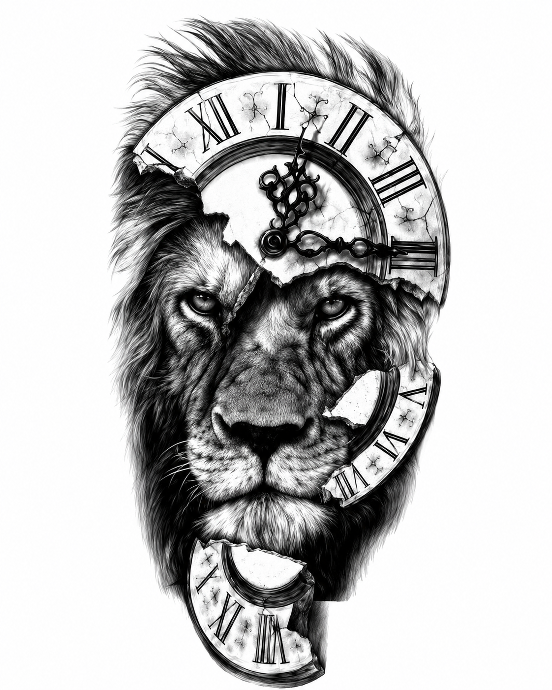 León y tiempo - tatuaje semipermanente Premium AJ Novedades