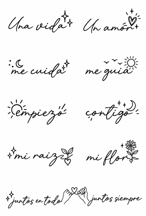 9 frases en 1 - tatuaje semipermanente de frase