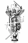 Diosa de la justicia - tatuaje semipermanente Premium AJ Novedades