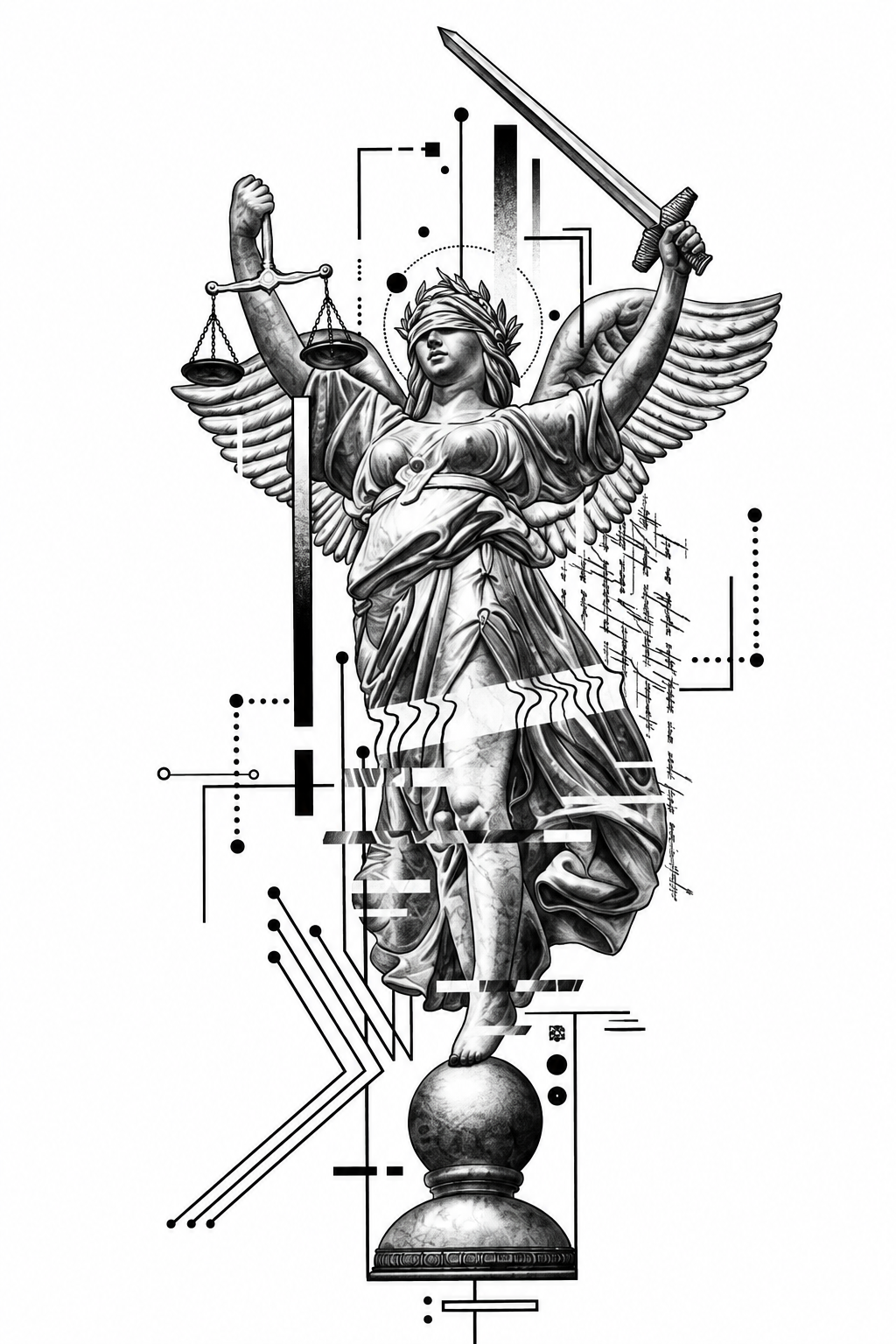 Diosa de la justicia - tatuaje semipermanente Premium AJ Novedades
