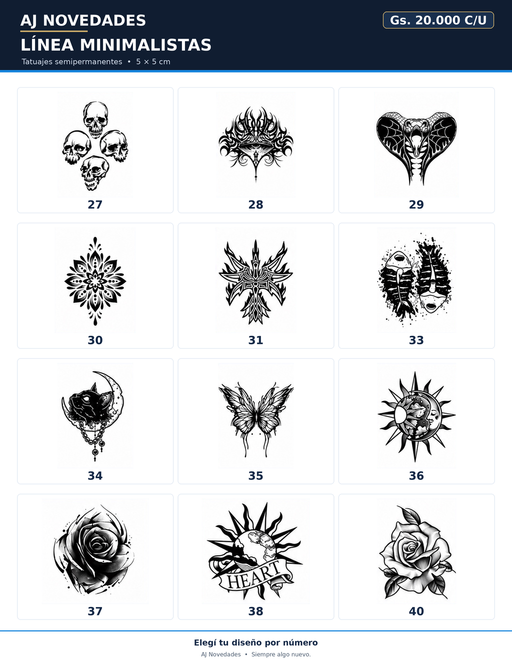 Catálogo tatuajes minimalistas AJ Novedades - hoja 6