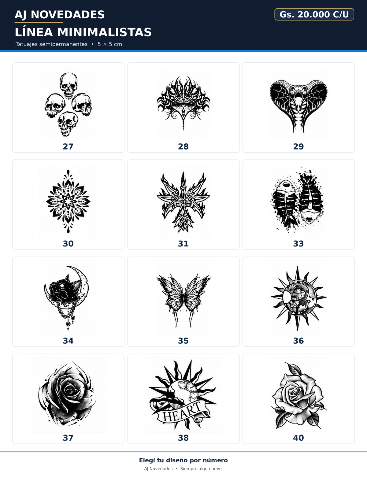 Catálogo tatuajes minimalistas AJ Novedades - hoja 6
