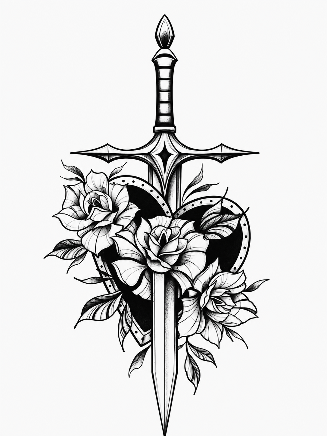 Corazón y espada - tatuaje semipermanente Línea Clásica AJ Novedades