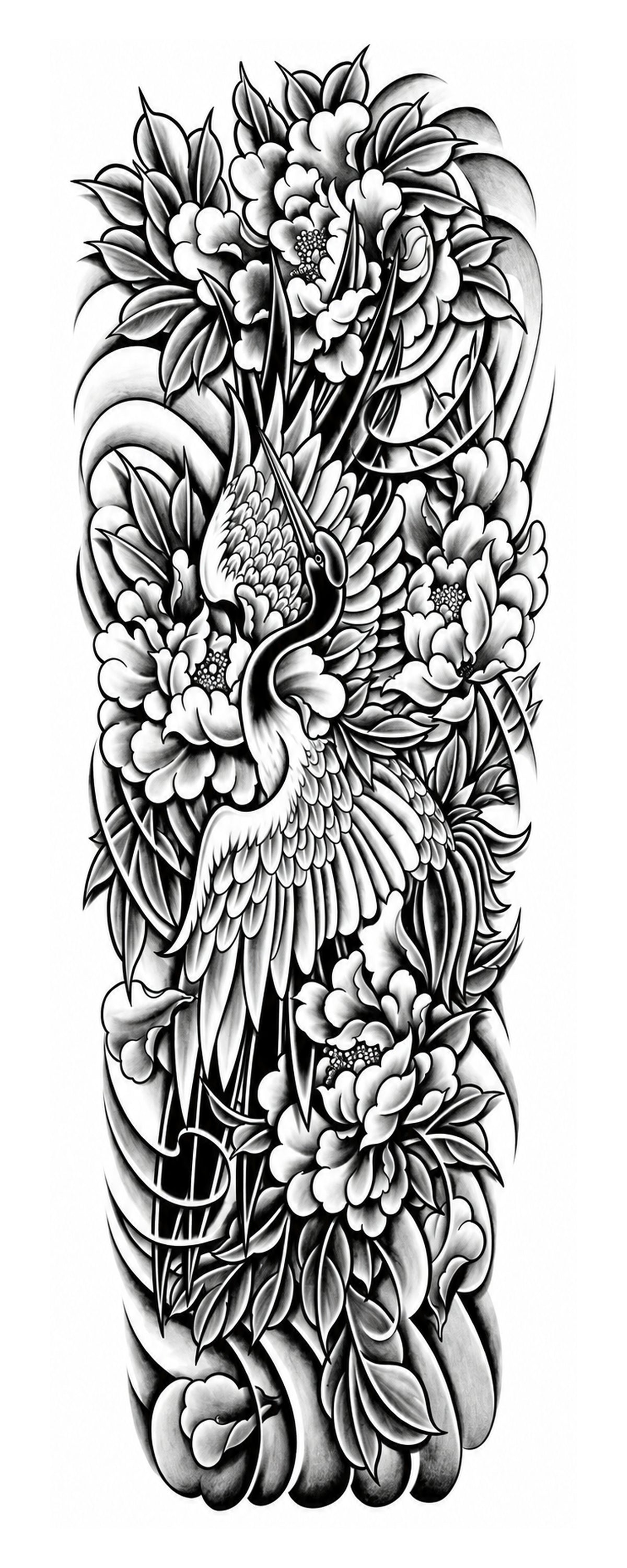 Cisne Floreado - brazo completo semipermanente Premium AJ Novedades