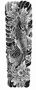 Estilo Japonés koi - tatuaje semipermanente brazo completo