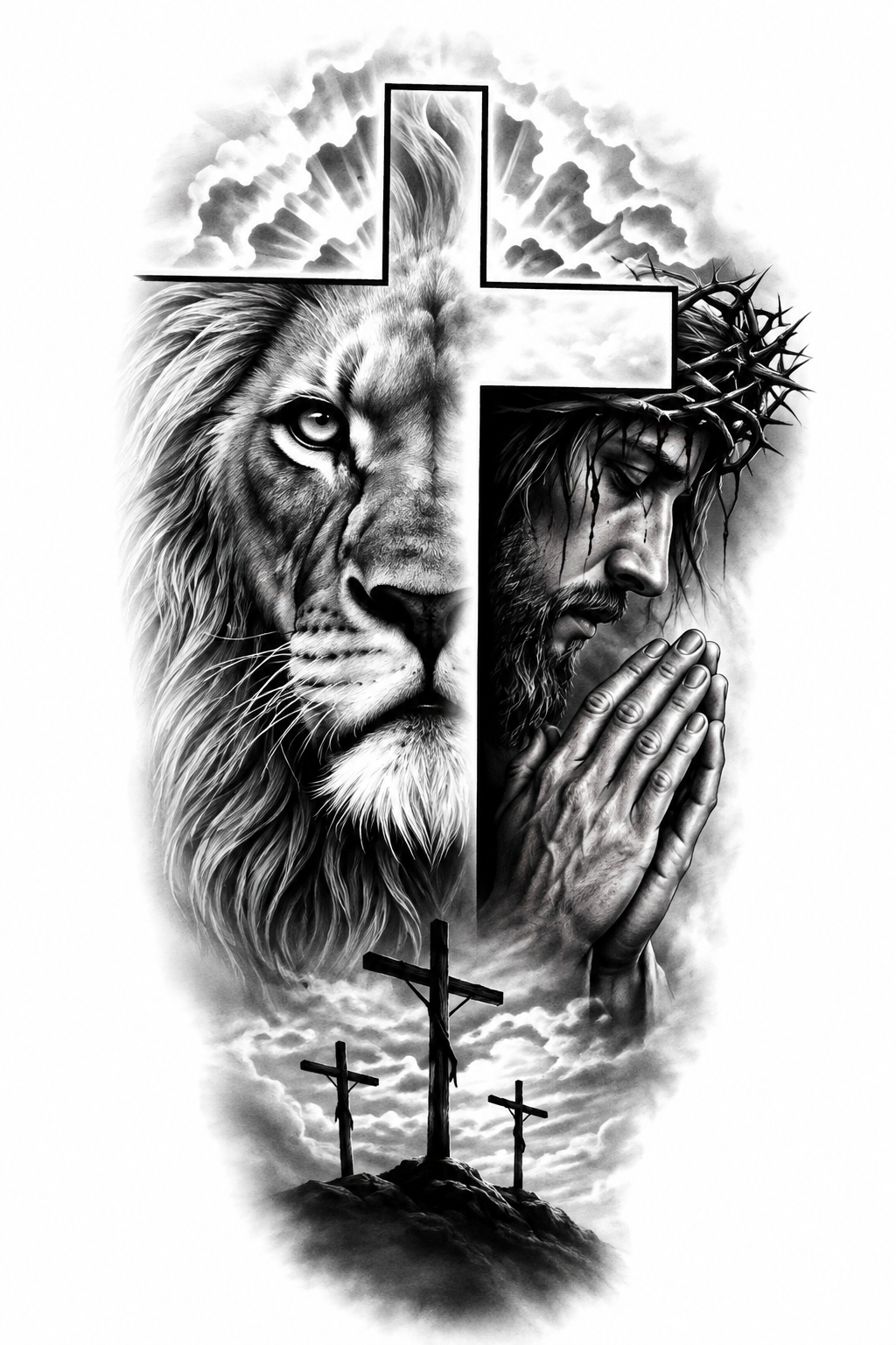 León, Jesús, Cruz - tatuaje semipermanente Premium AJ Novedades