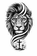 León y tres cruces - tatuaje semipermanente Premium AJ Novedades