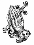 Mano sostiene cruz - tatuaje semipermanente Línea Clásica AJ Novedades