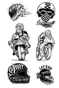 Motocicleta 6 en 1 - tatuaje semipermanente Línea Clásica AJ Novedades