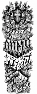 Cruz letrerin - tatuaje semipermanente brazo completo