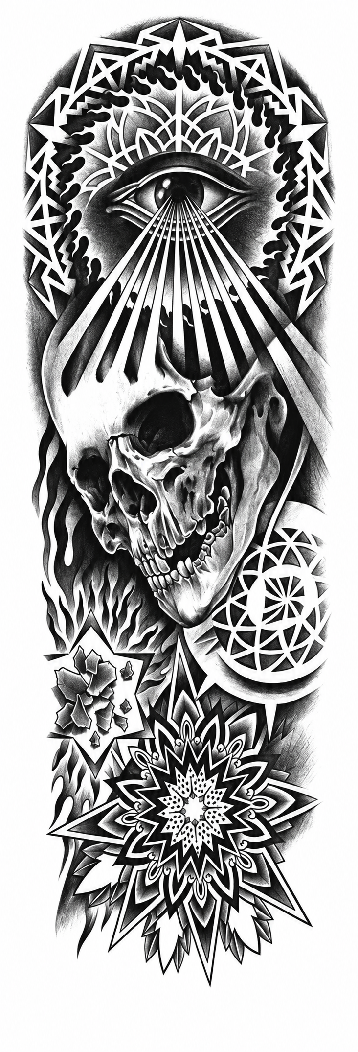 Ojo iluminado - tatuaje semipermanente brazo completo