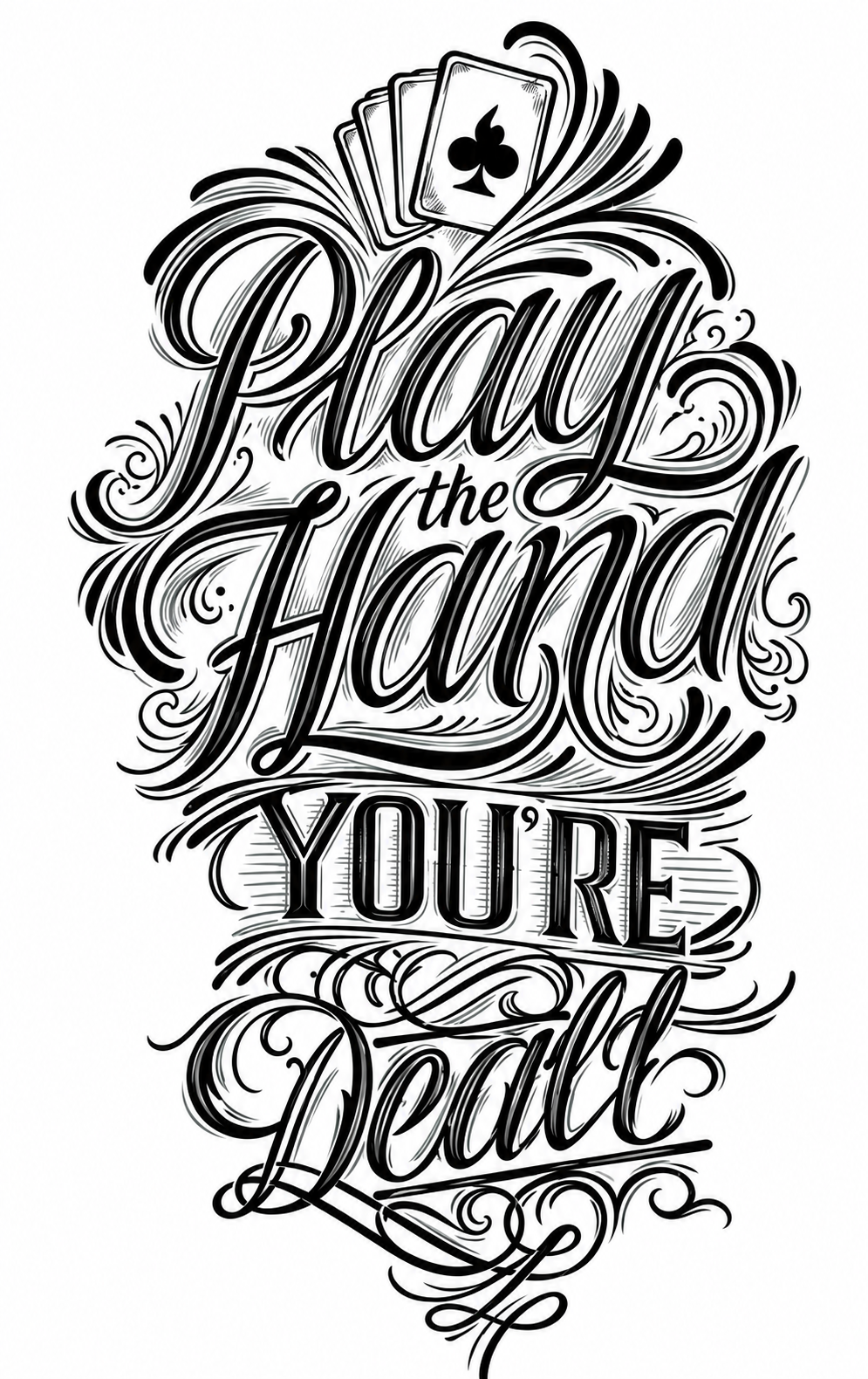 Play the hand y puré - tatuaje semipermanente de frase