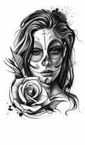 Mujer y Rosa - tatuaje semipermanente AJ Novedades