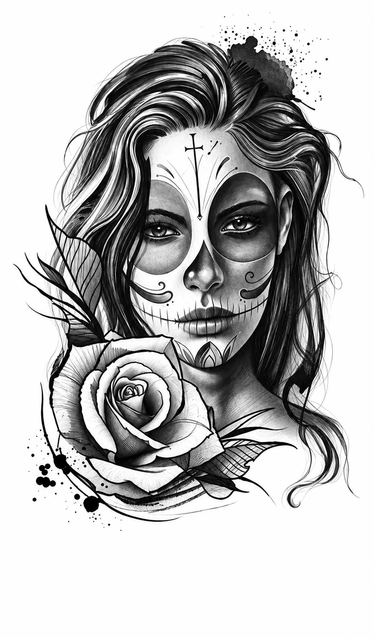 Mujer y Rosa - tatuaje semipermanente AJ Novedades