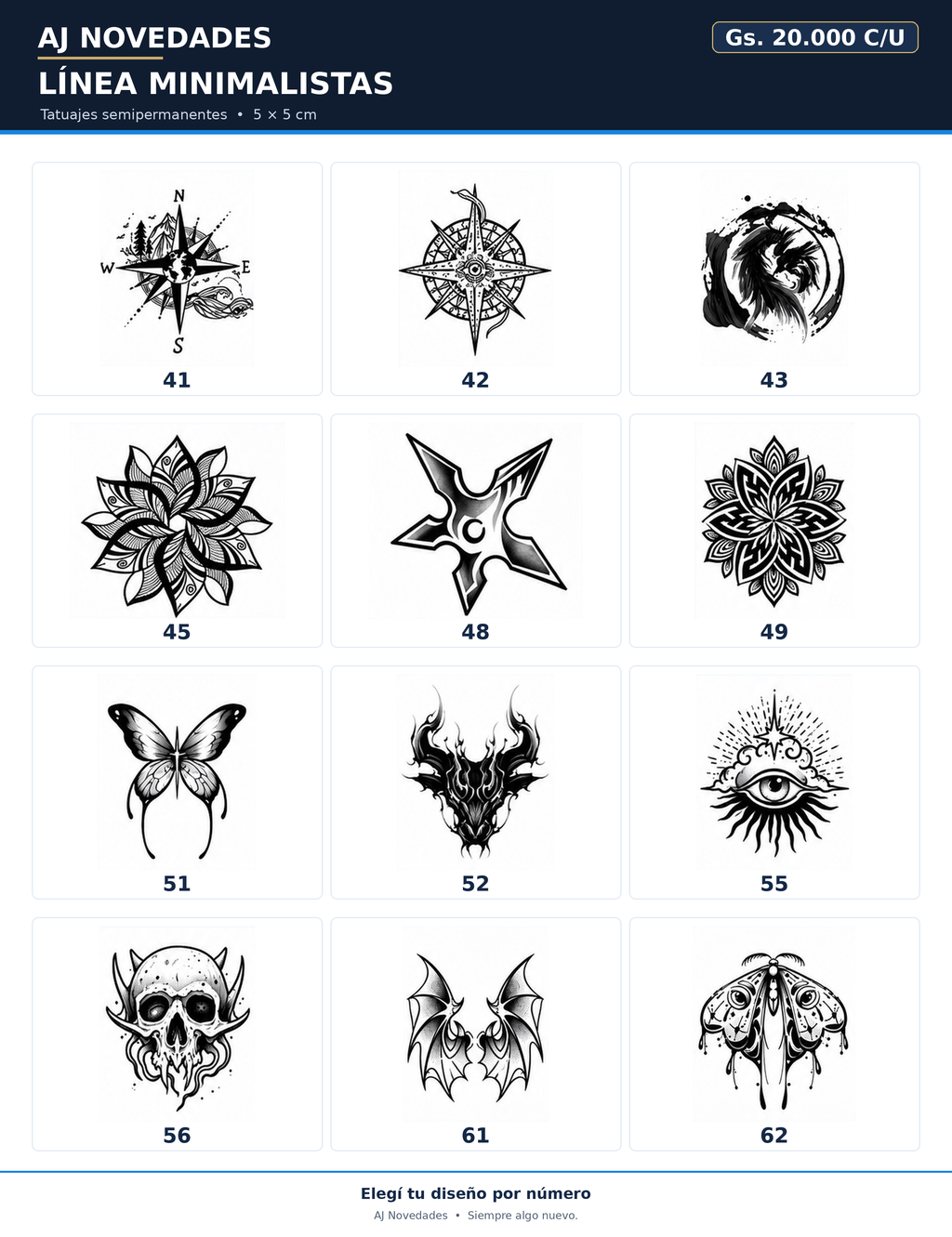 Catálogo tatuajes minimalistas AJ Novedades - hoja 5