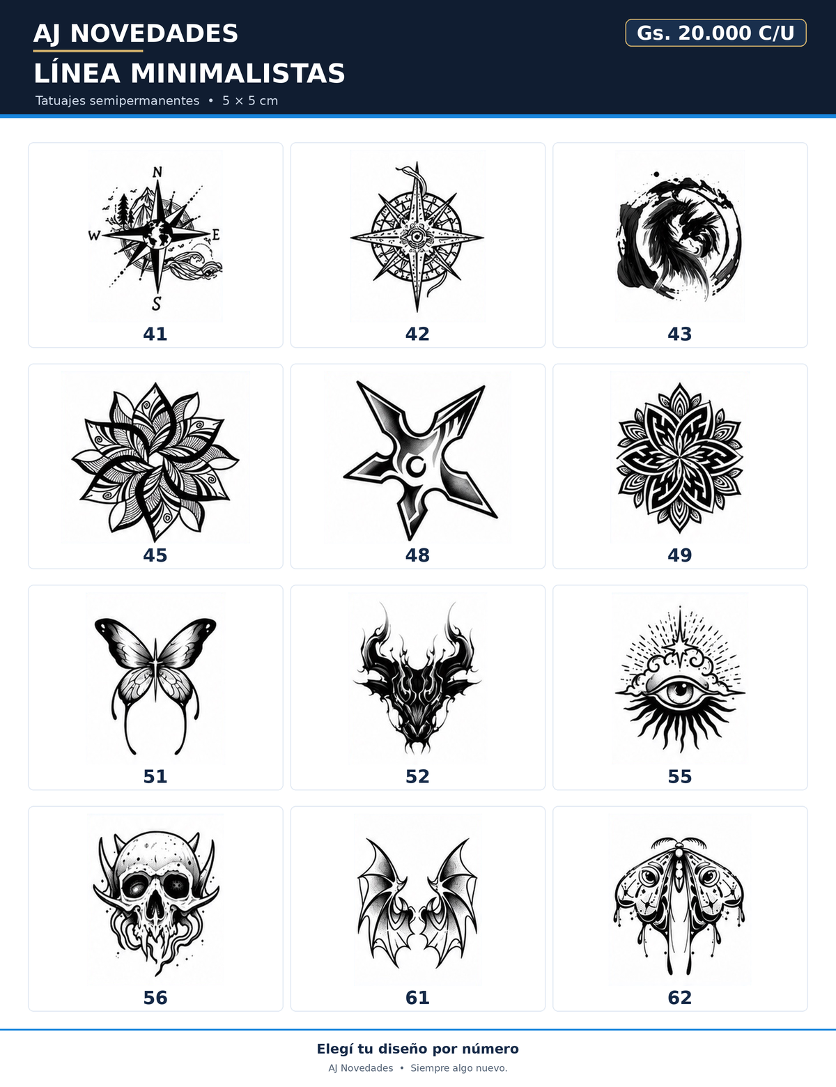 Catálogo tatuajes minimalistas AJ Novedades - hoja 5