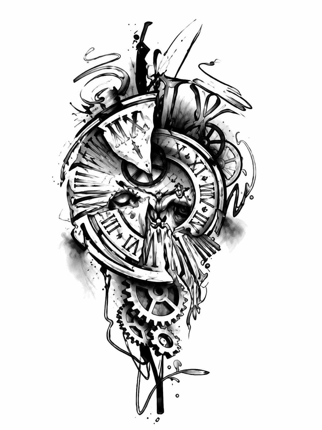 Reloj mecánico - tatuaje semipermanente Línea Clásica AJ Novedades