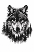 Lobo en el bosque - tatuaje semipermanente Premium AJ Novedades