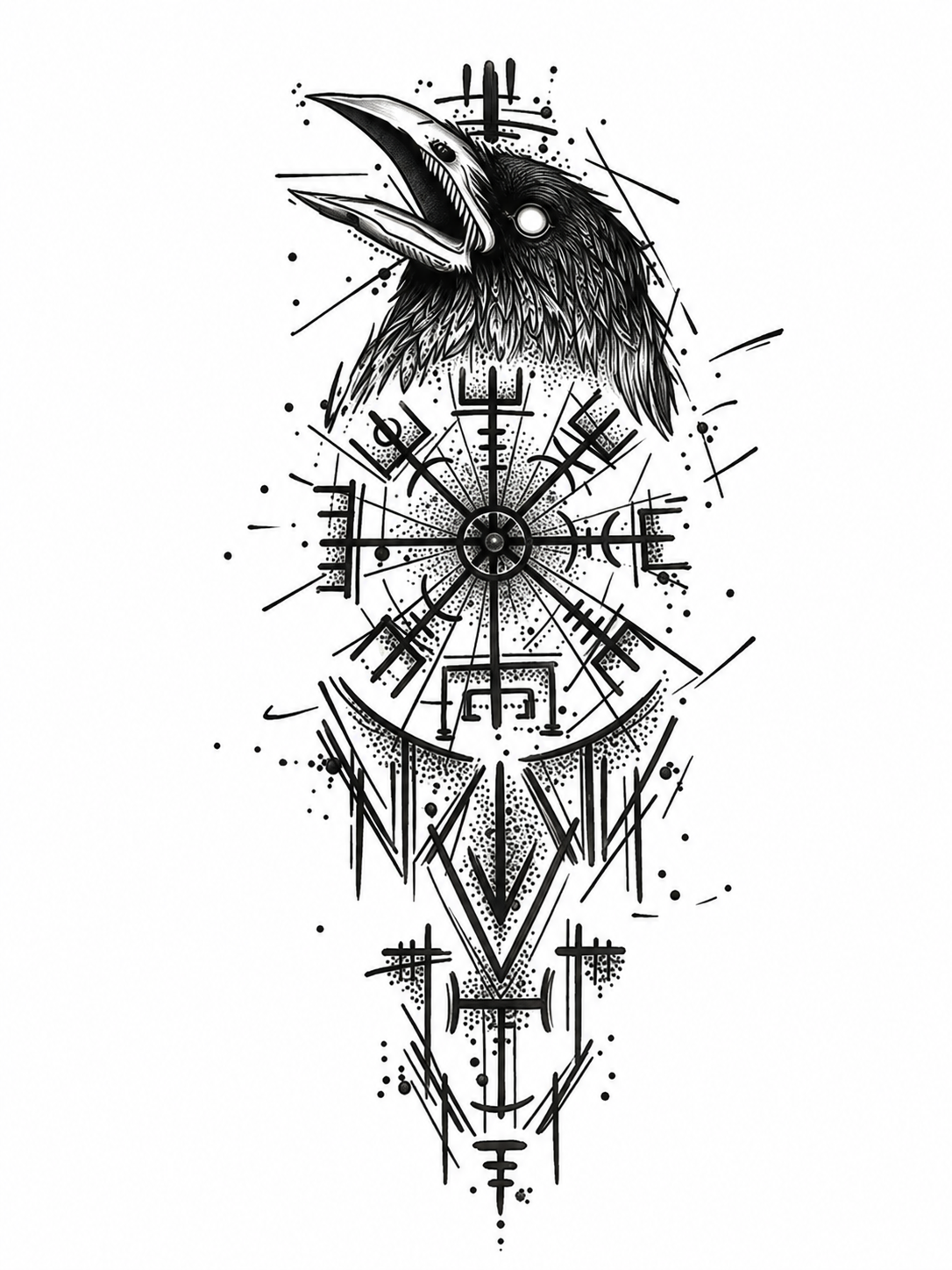 Ave con Líneas - tatuaje semipermanente Línea Clásica AJ Novedades