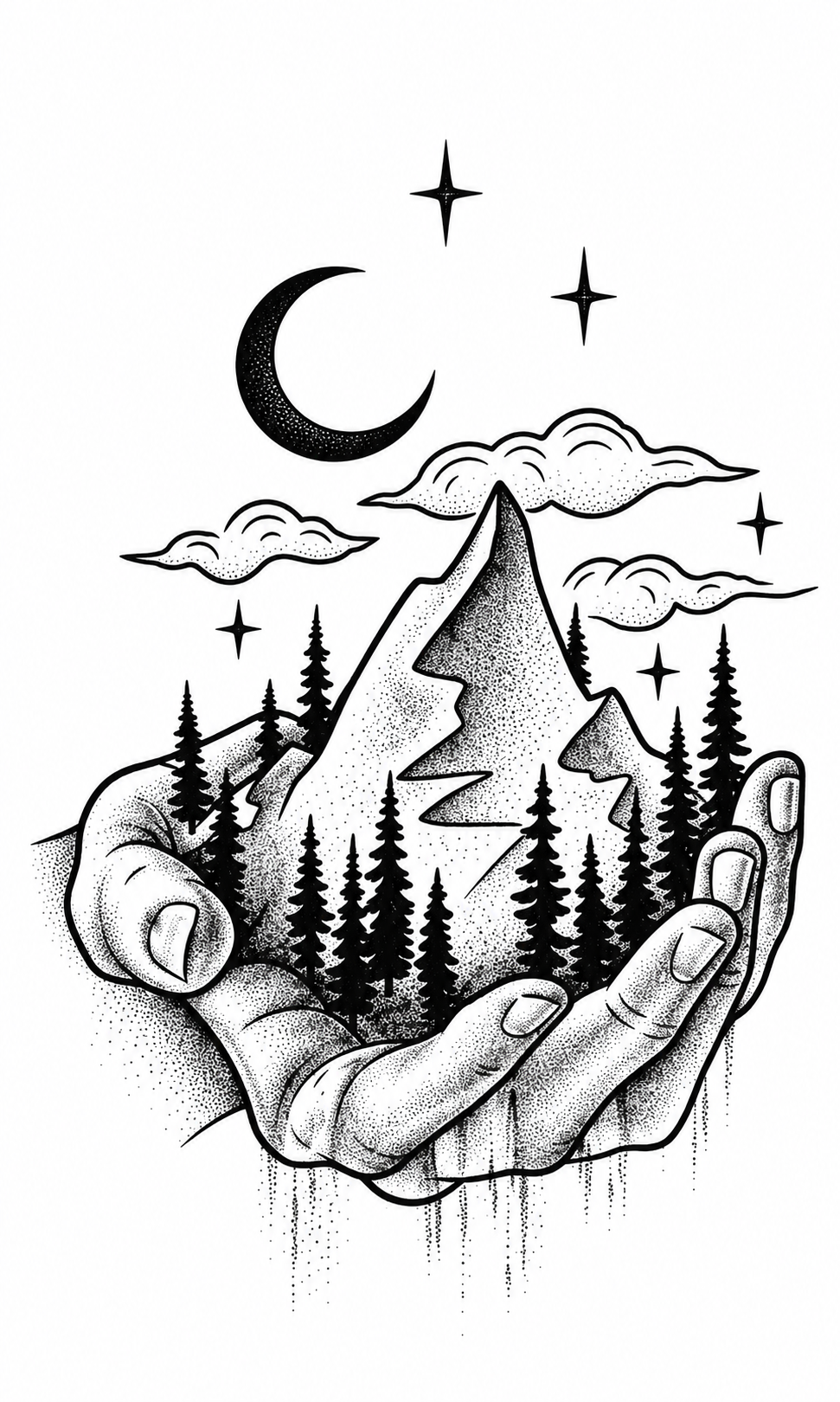 Montaña en las Manos - tatuaje semipermanente Línea Clásica AJ Novedades