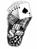 Poker y Dados - tatuaje semipermanente Línea Clásica AJ Novedades