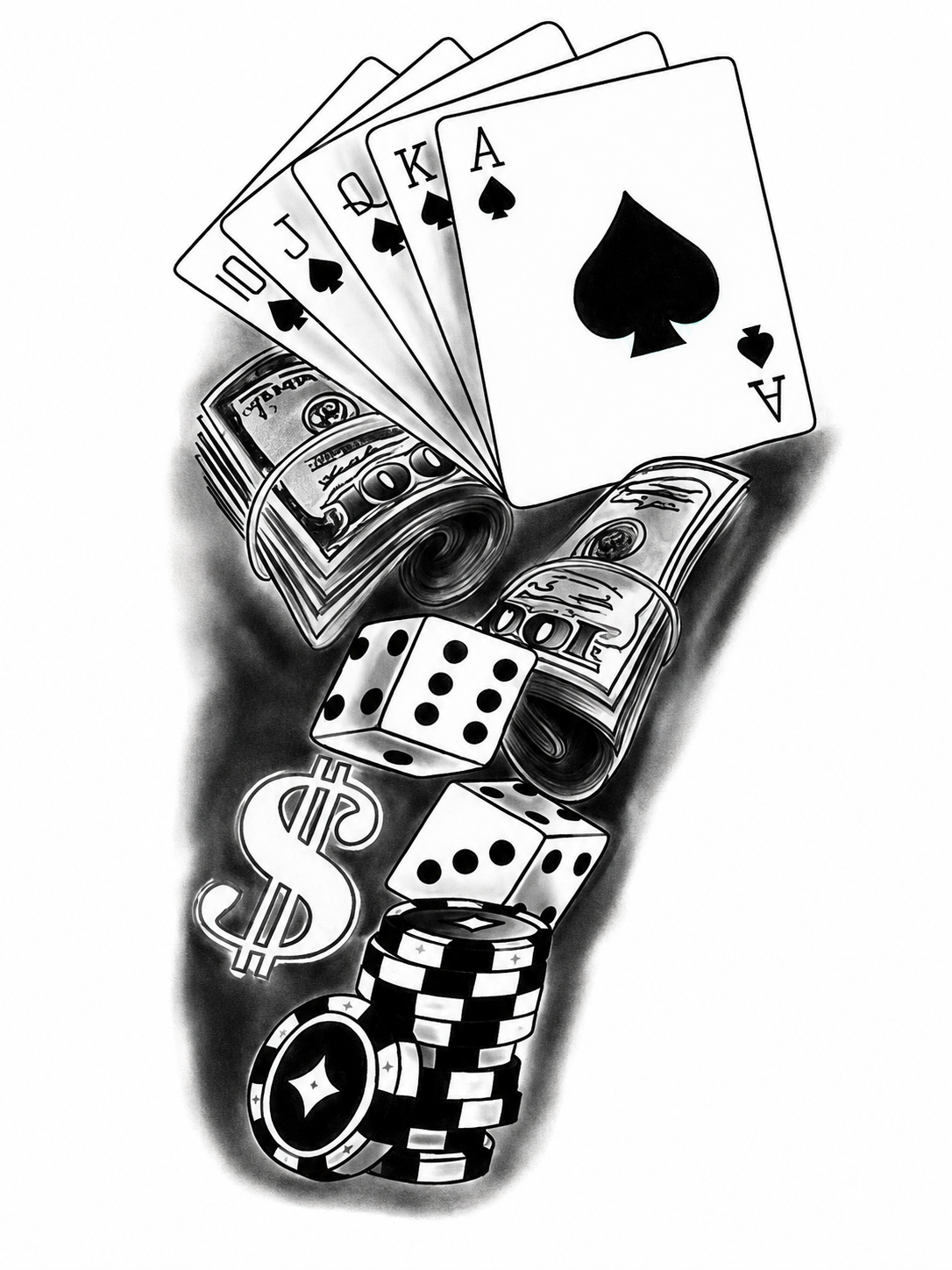 Poker y Dados - tatuaje semipermanente Línea Clásica AJ Novedades
