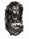 León y Mano - tatuaje semipermanente Línea Clásica AJ Novedades