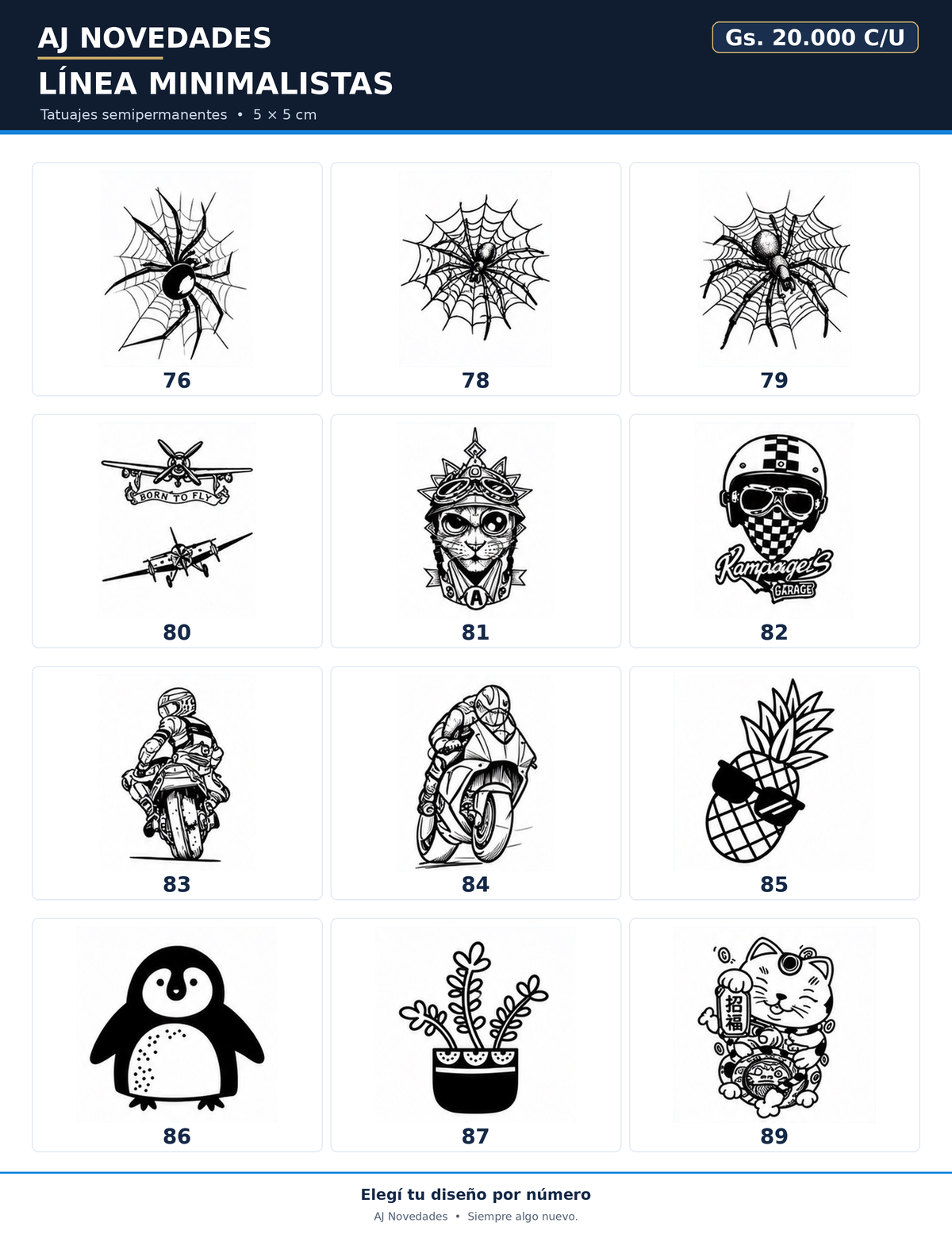 Catálogo tatuajes minimalistas AJ Novedades - hoja 3