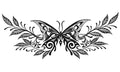 Mariposa y hojas - tatuaje semipermanente AJ Novedades