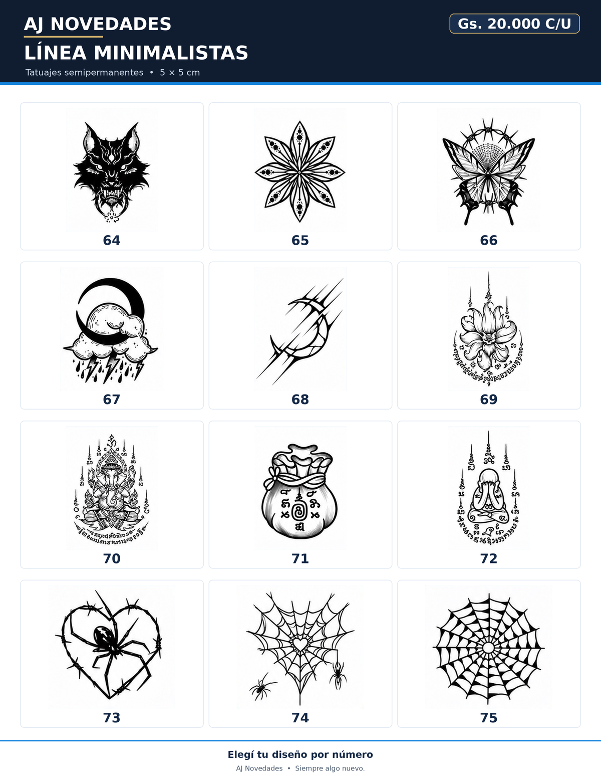 Catálogo tatuajes minimalistas AJ Novedades - hoja 4