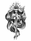 Diosa de la Justicia - tatuaje semipermanente Línea Clásica AJ Novedades